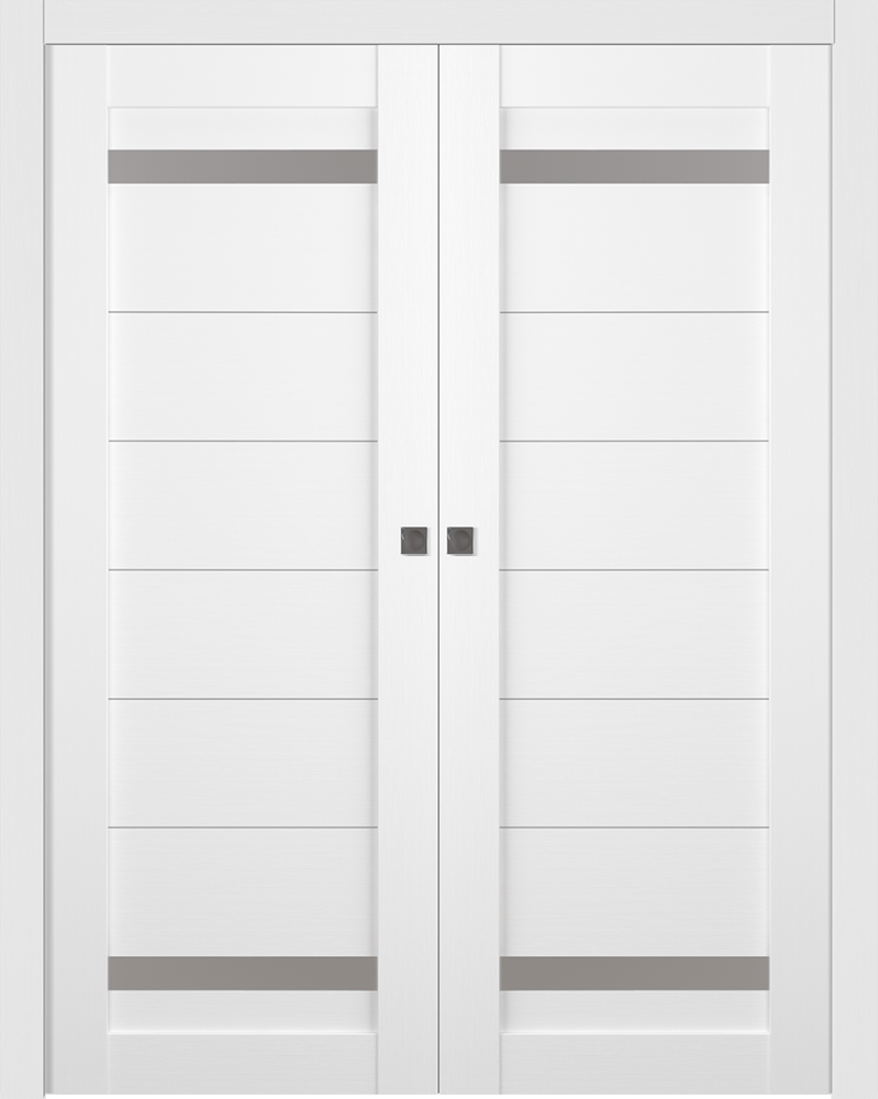 Perla Vetro Bianco Noble Double pocket doors