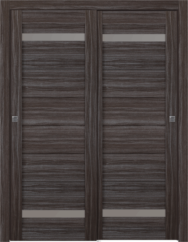 Perla Vetro Gray Oak Bypass doors