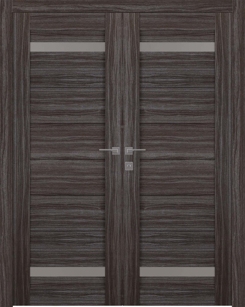 Perla Vetro Gray Oak Double doors
