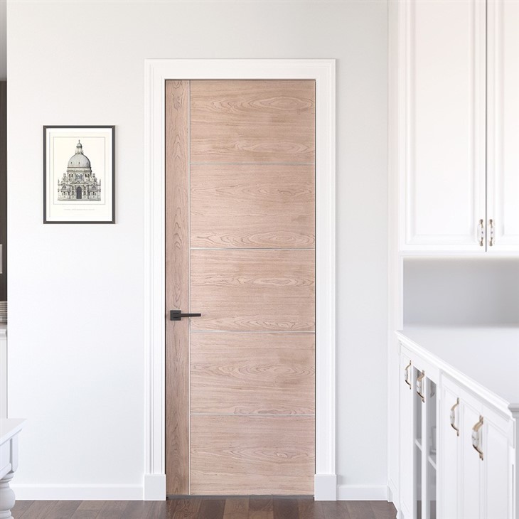 EV Walnut Flush Doors With Aluminum Strips