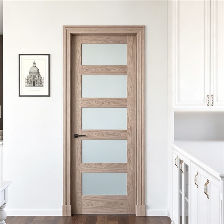 5-Lite EV Walnut Glass Door