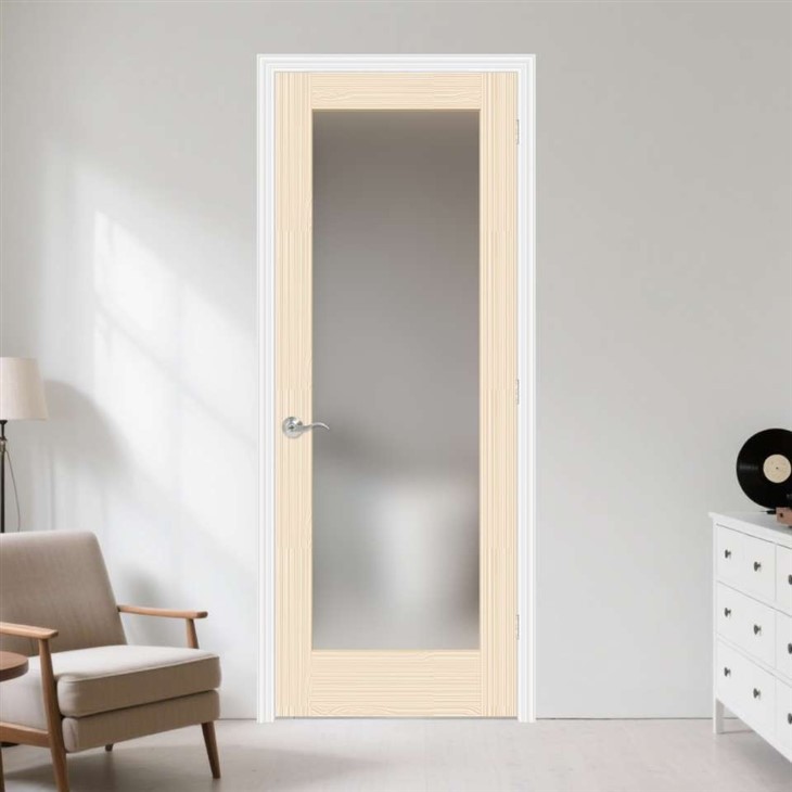 Clear Grade Pine Wood 1-Lite Frosted Glass Door