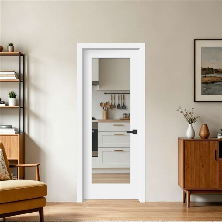 White Primed 1-Lite Clear Glass Door