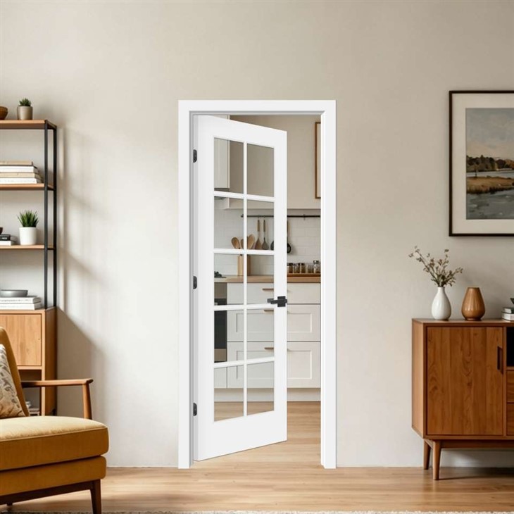 White Primed 10-Lite Clear Glass Door
