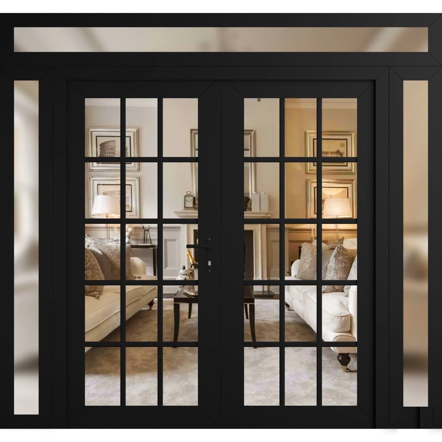 Manux 8151 Matte Black 72" X 92" Clear Glass RHI