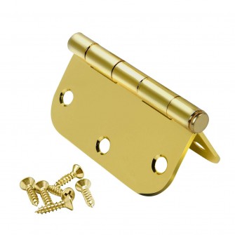 3 1/2" X 3 1/2" RESIDENTIAL DUTY HINGE WITH 5/8" RADIUS CORNERS 91033 US3 (POLISHED BRASS)