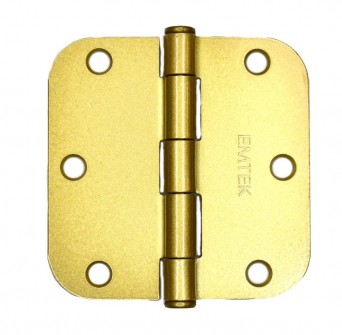 3 1/2" X 3 1/2" RESIDENTIAL DUTY HINGE WITH 5/8" RADIUS CORNERS 91033 US4 (SATIN BRASS)