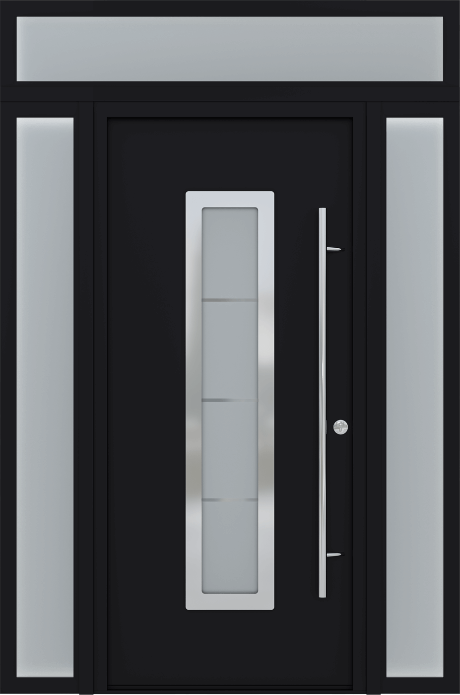 MODERN FRONT STEEL DOOR ARGOS BLACK/WHITE 61 1/16" X 95 11/16" LHI + SIDELITE LEFT/RIGHT + TRANSOM