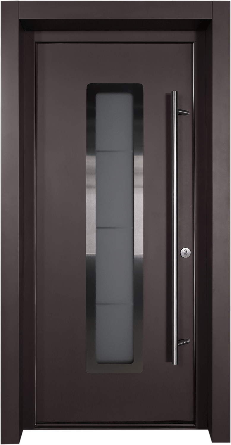 MODERN FRONT STEEL DOOR ARGOS BROWN/WHITE 37 7/16" X 81 11/16" LHI + HARDWARE