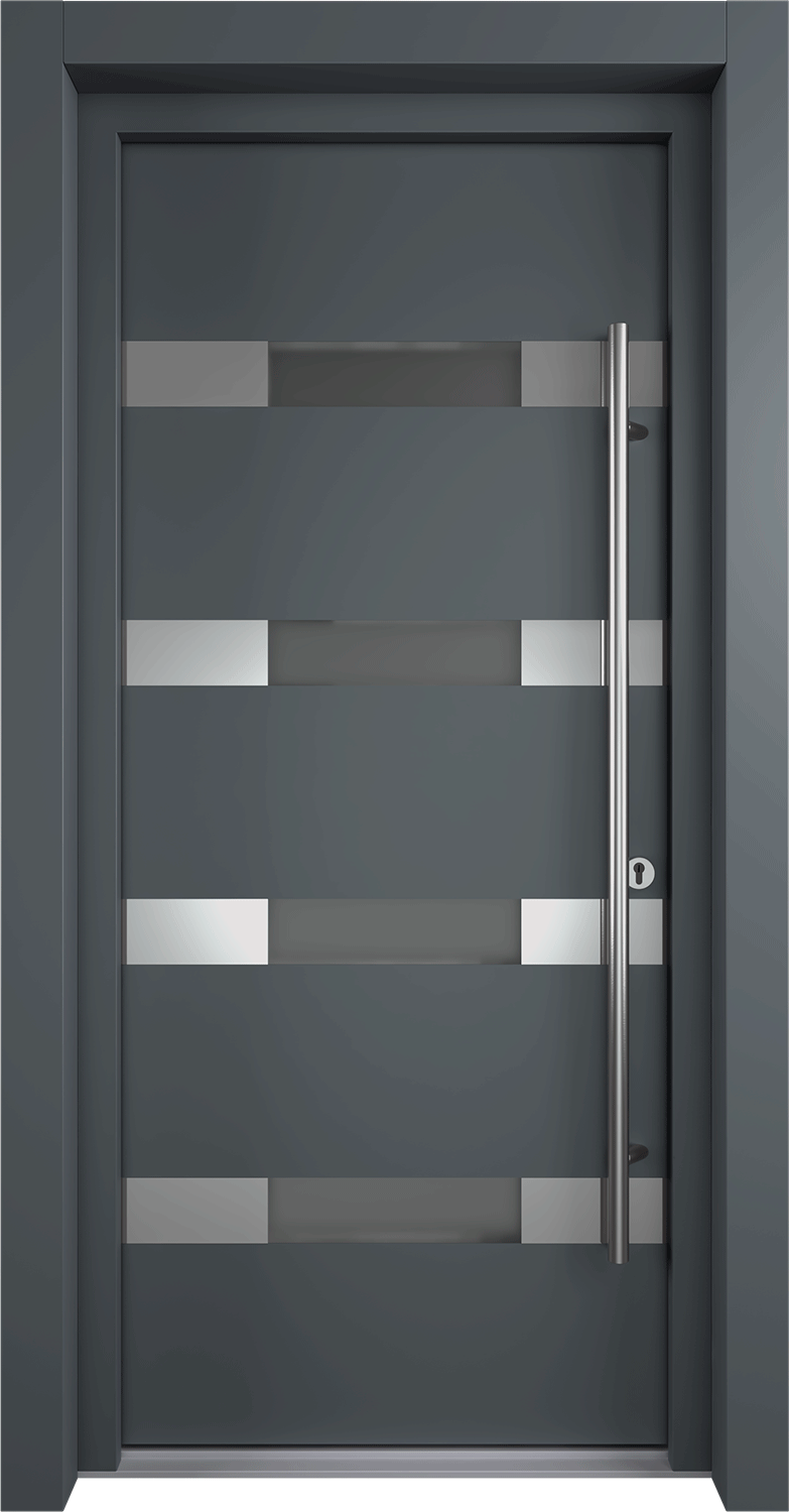 MODERN FRONT STEEL DOOR AURA ANTRACIT/WHITE 37 7/16" X 81 11/16" LHI + HARDWARE