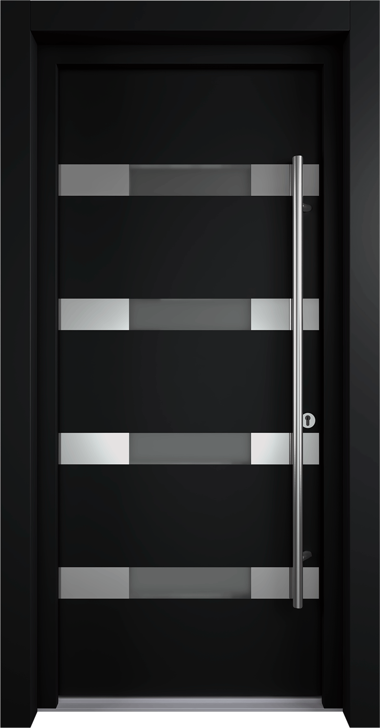 MODERN FRONT STEEL DOOR AURA BLACK/WHITE 37 7/16" X 81 11/16" LHI + HARDWARE