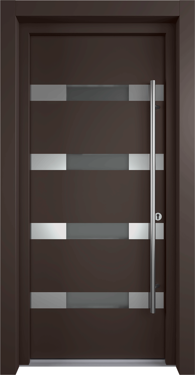 MODERN FRONT STEEL DOOR AURA BROWN/WHITE 37 7/16" X 81 11/16" LHI + HARDWARE