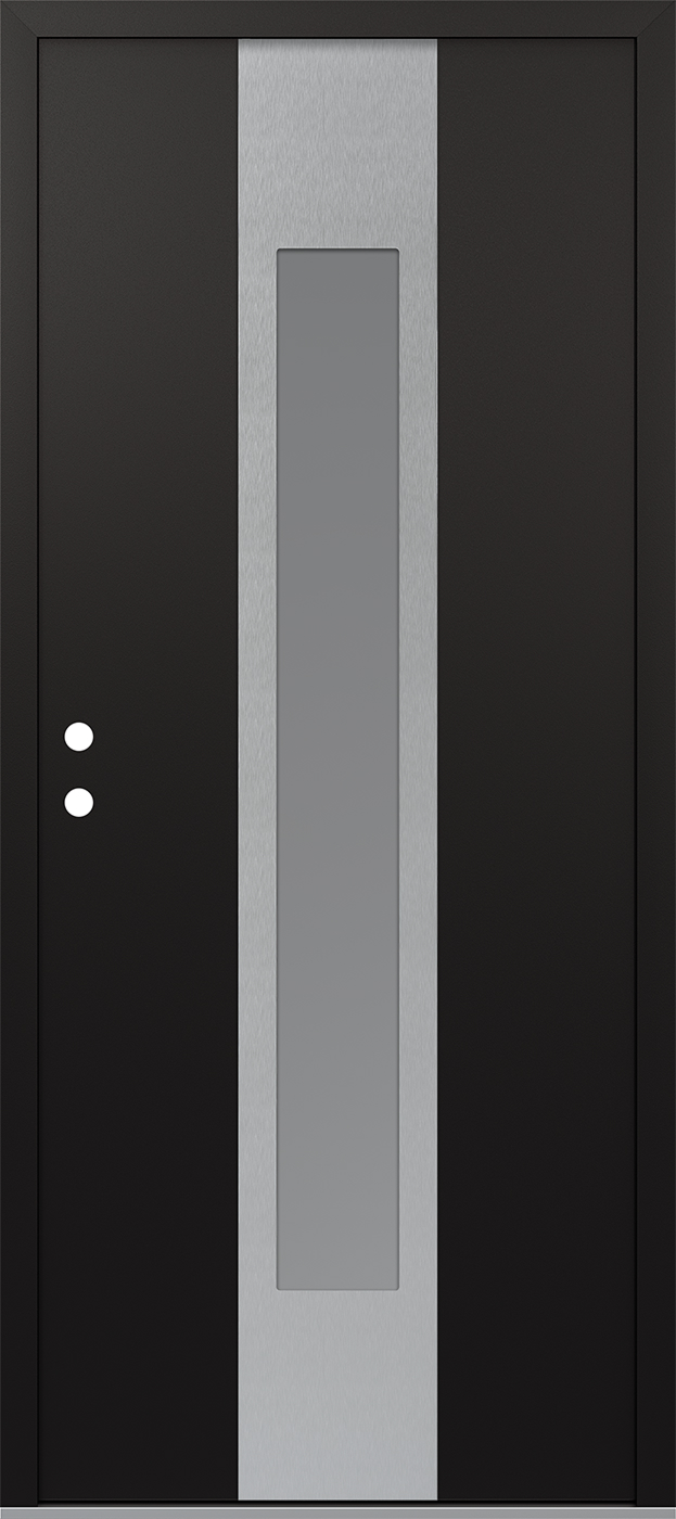 Modern Steel Front Door DIAMOND A1 36" X 80" BLACK/WHITE FROSTED GLASS PANEL STAINLESS STEEL RHI