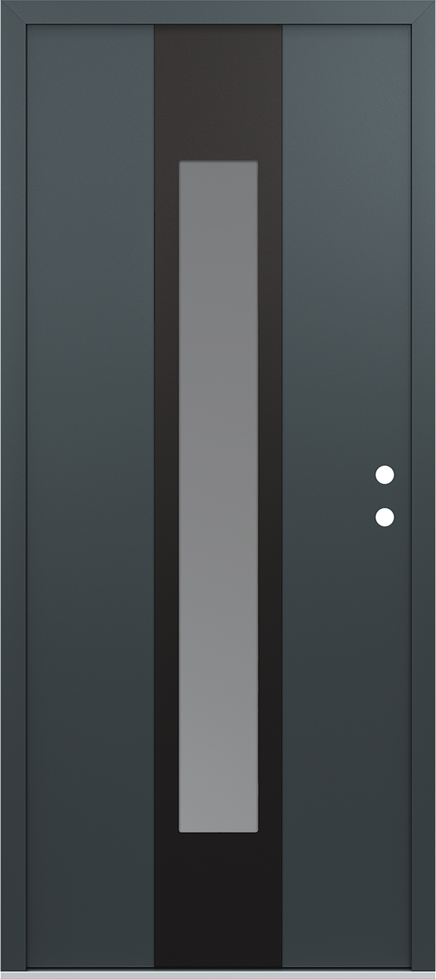 MODERN STEEL FRONT DOOR DIAMOND A1 36" X 80" ANTHRACITE/ANTHRACITE FROSTED GLASS PANEL BLACK LHI