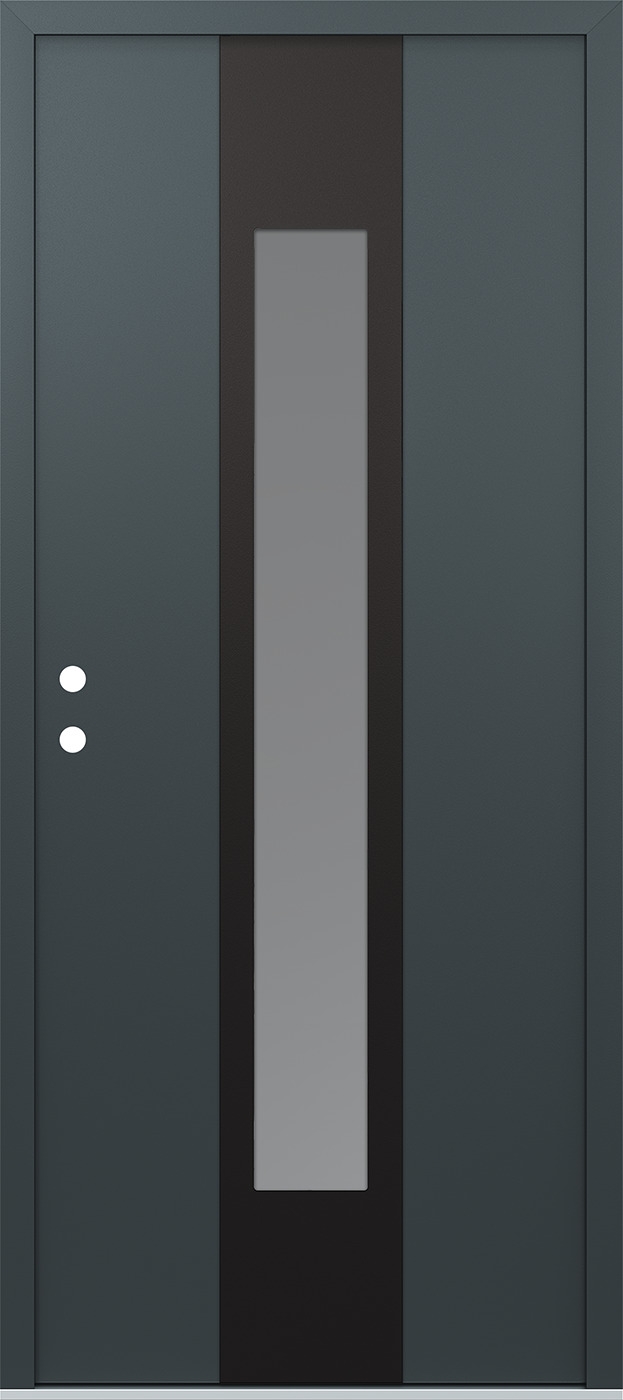 MODERN STEEL FRONT DOOR DIAMOND A1 36" X 80" ANTHRACITE/ANTHRACITE FROSTED GLASS PANEL BLACK RHI