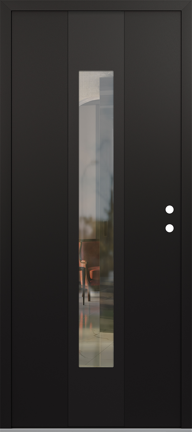 MODERN STEEL FRONT DOOR DIAMOND A1 36" X 80" BLACK/BLACK CLEAR GLASS PANEL BLACK LHI