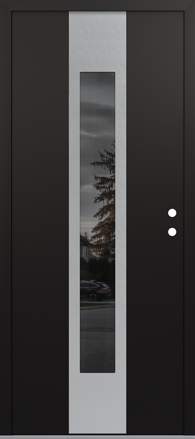 MODERN STEEL FRONT DOOR DIAMOND A1 36" X 80" BLACK/BLACK MIRRORED GLASS PANEL STAINLESS STEEL LHI