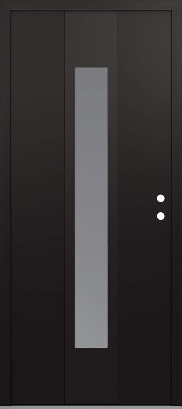 MODERN STEEL FRONT DOOR DIAMOND A1 36" X 80" BLACK/WHITE FROSTED GLASS PANEL BLACK LHI