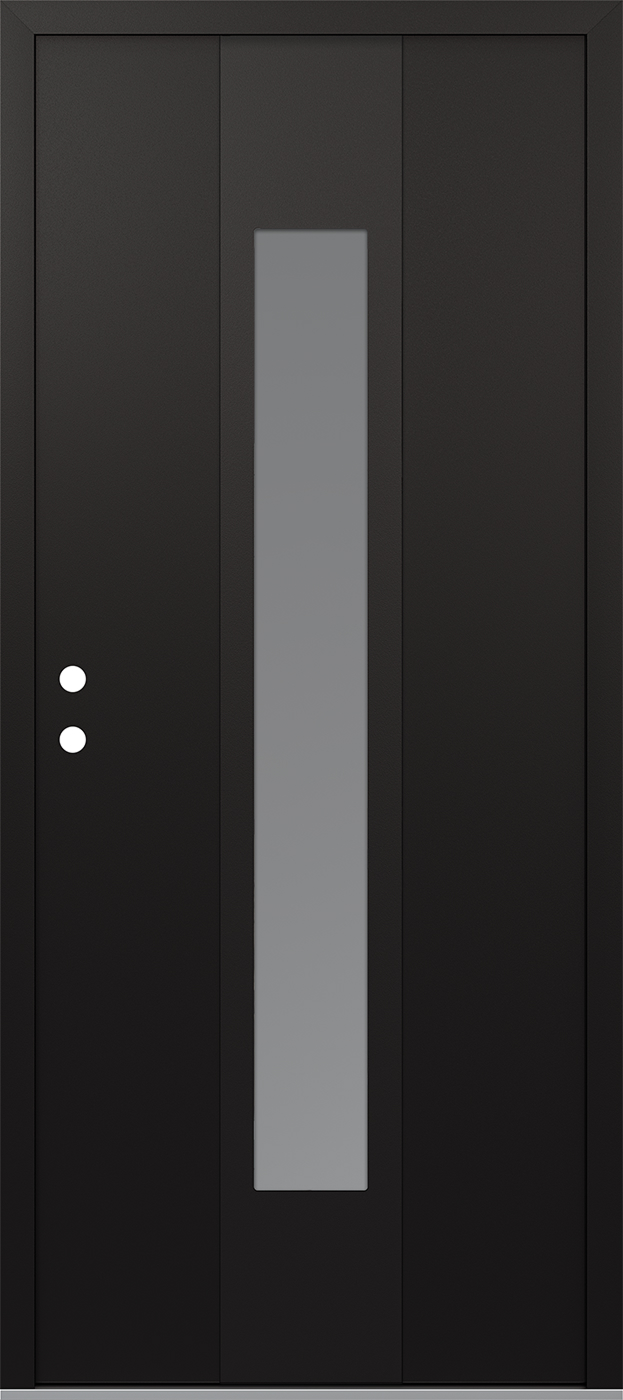MODERN STEEL FRONT DOOR DIAMOND A1 36" X 80" BLACK/WHITE FROSTED GLASS PANEL BLACK RHI