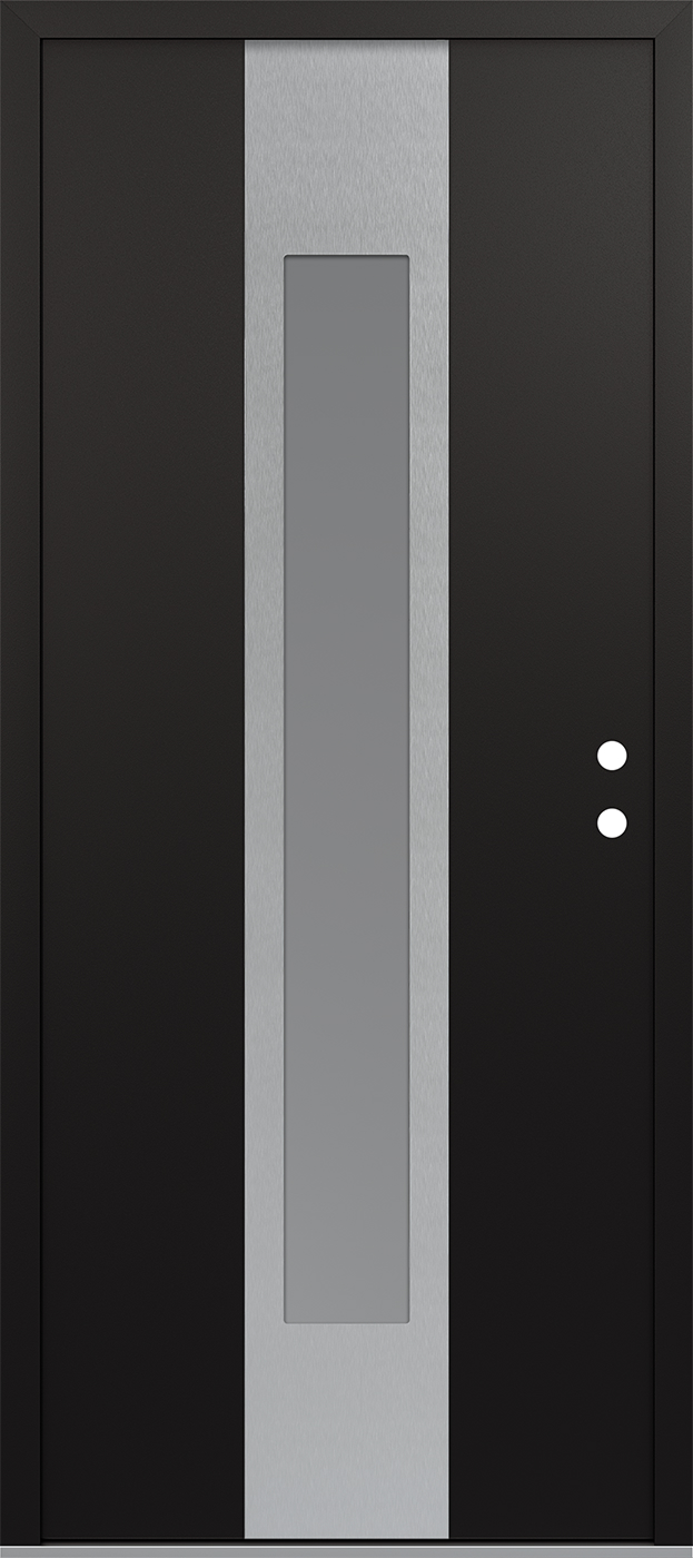 MODERN STEEL FRONT DOOR DIAMOND A1 36" X 80" BLACK/WHITE FROSTED GLASS PANEL STAINLESS STEEL LHI