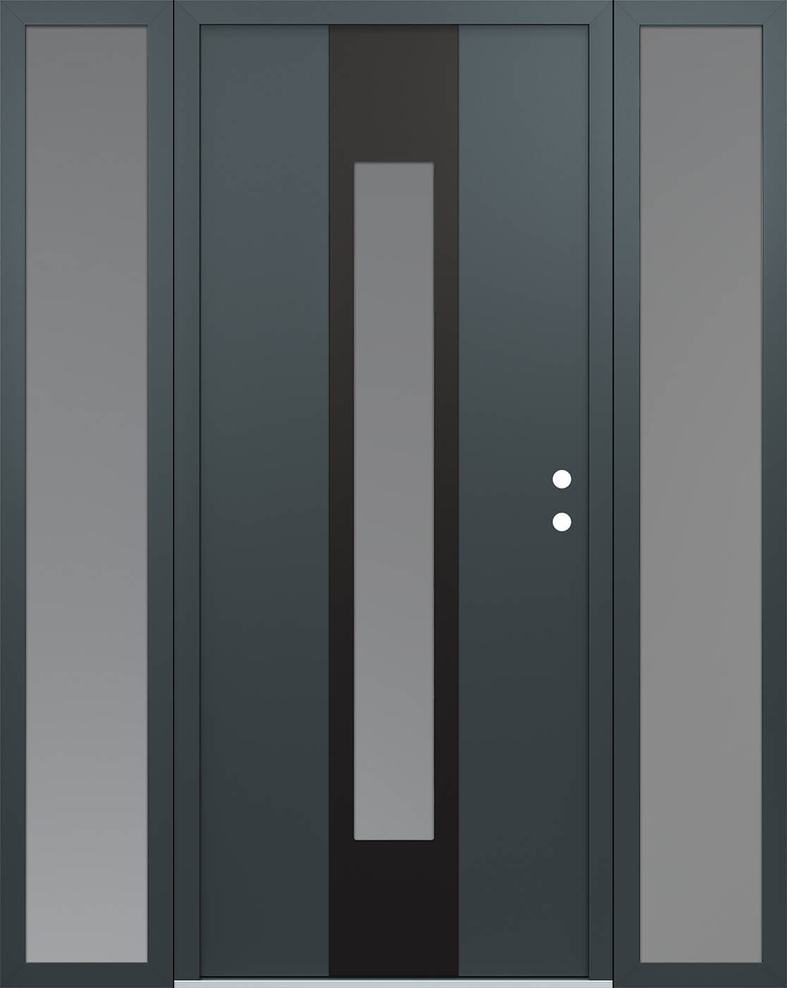 Modern Steel Front Door DIAMOND A1 68" X 80" ANTHRACITE/ANTHRACITE FROSTED GLASS PANEL BLACK LHI WITH 2 SIDELITES MIRRORED GLASS