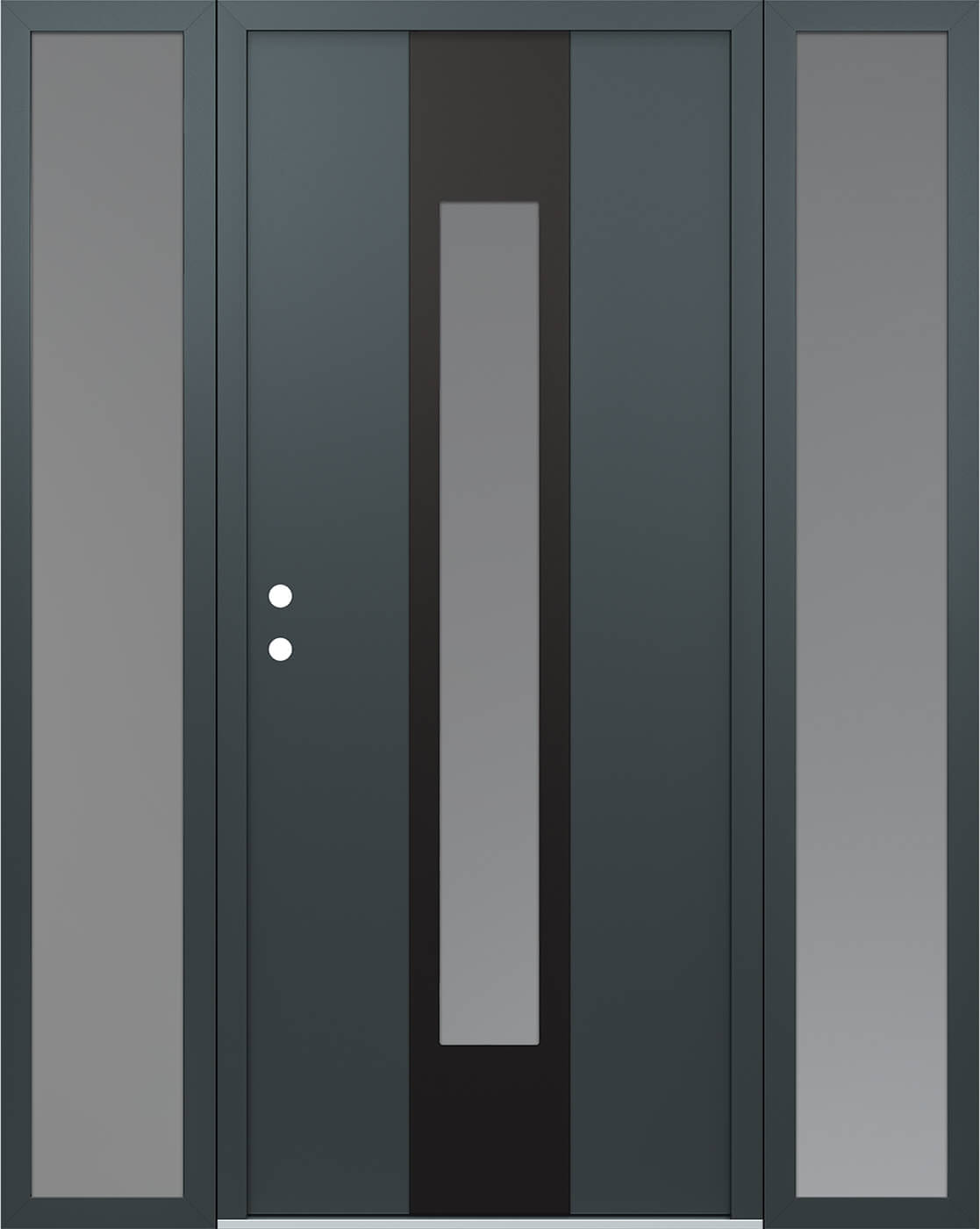 Modern Steel Front Door DIAMOND A1 68" X 80" ANTHRACITE/ANTHRACITE FROSTED GLASS PANEL BLACK RHI WITH 2 SIDELITES CLEAR GLASS