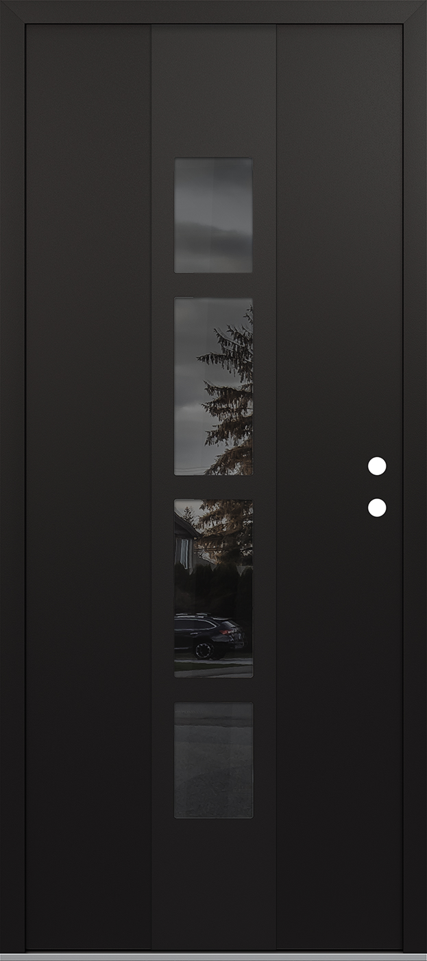 Modern Steel Front Door DIAMOND A10 36" X 80" BLACK/BLACK MIRRORED GLASS PANEL BLACK LHI