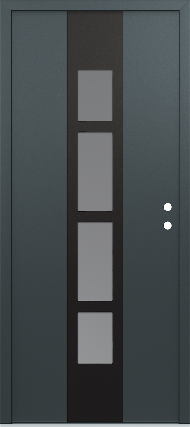 Modern Steel Front Door DIAMOND A10 36" X 80" ANTHRACITE/ANTHRACITE FROSTED GLASS PANEL BLACK LHI