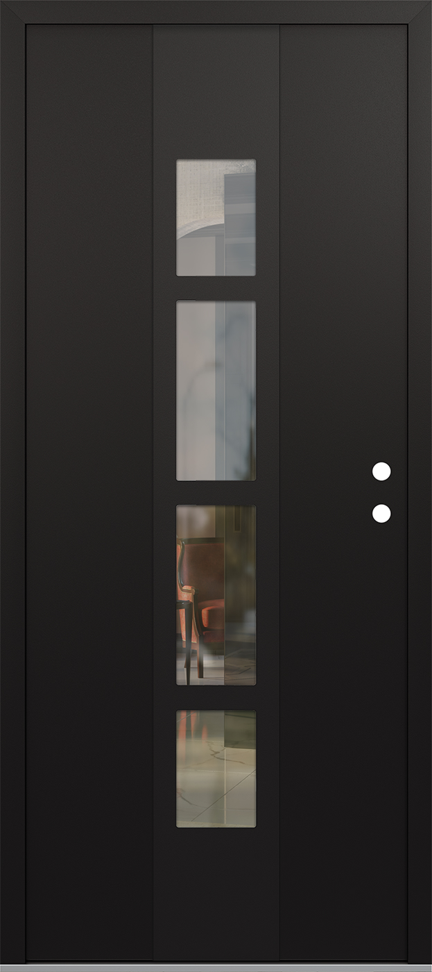 Modern Steel Front Door DIAMOND A10 36" X 80" BLACK/BLACK CLEAR GLASS PANEL BLACK LHI