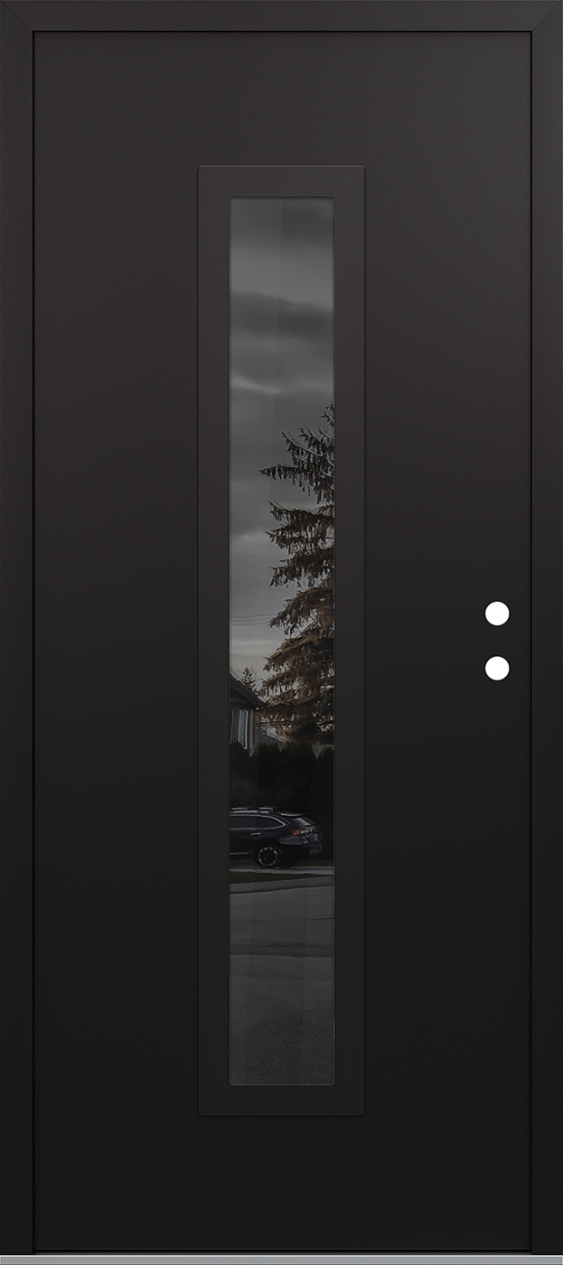 Modern Steel Front Door DIAMOND A11 36" X 80" BLACK/BLACK MIRRORED GLASS PANEL BLACK LHI