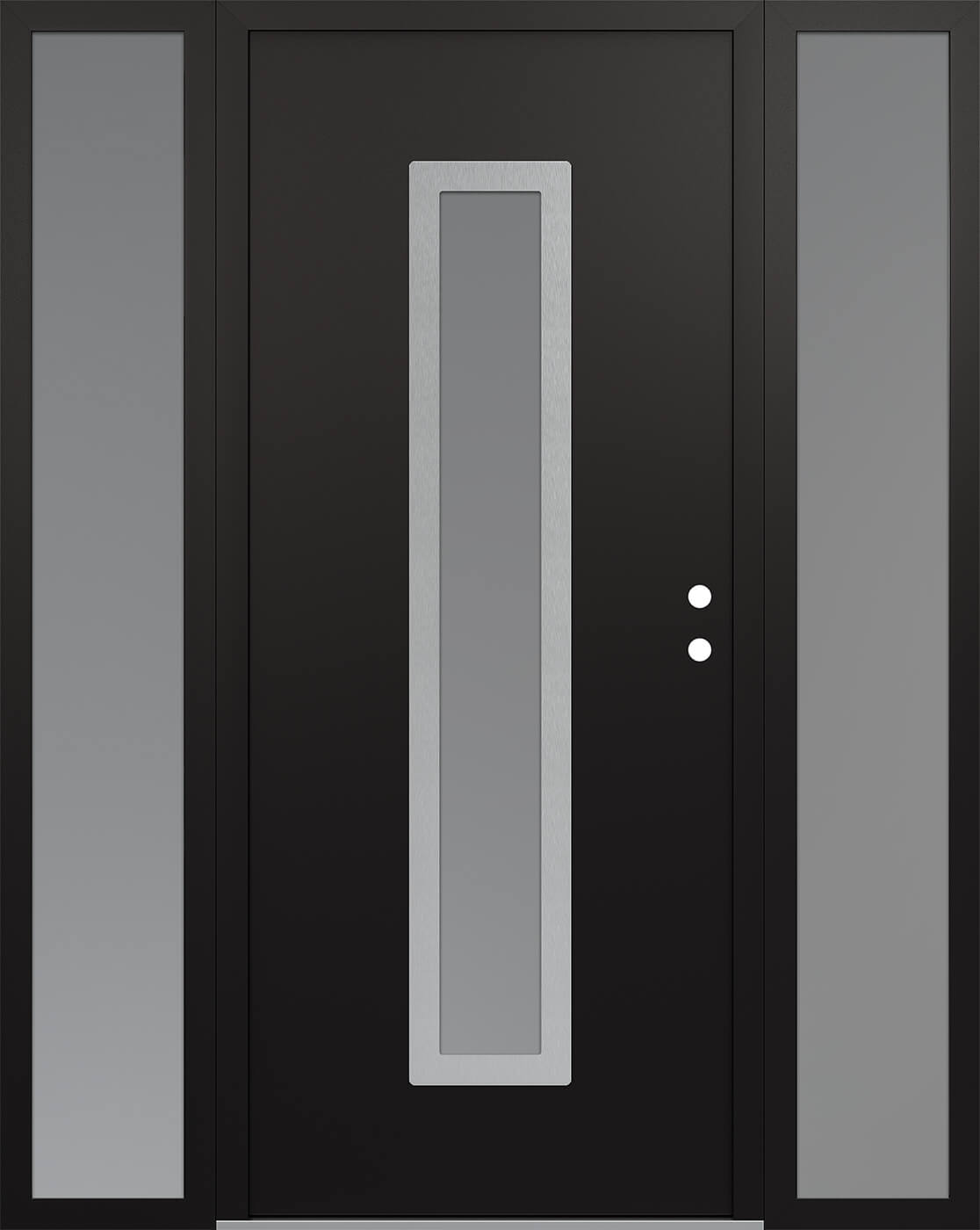 Modern Steel Front Door DIAMOND A11 68" X 80" BLACK/WHITE FROSTED GLASS PANEL STAINLESS STEEL LHI WITH 2 SIDELITES FROSTED GLASS