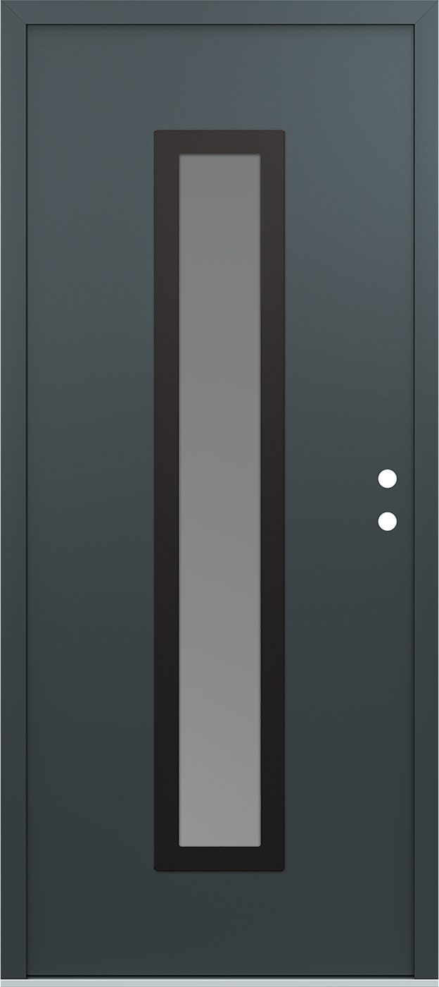 Modern Steel Front Door DIAMOND A11 36" X 80" ANTHRACITE/ANTHRACITE FROSTED GLASS PANEL BLACK LHI