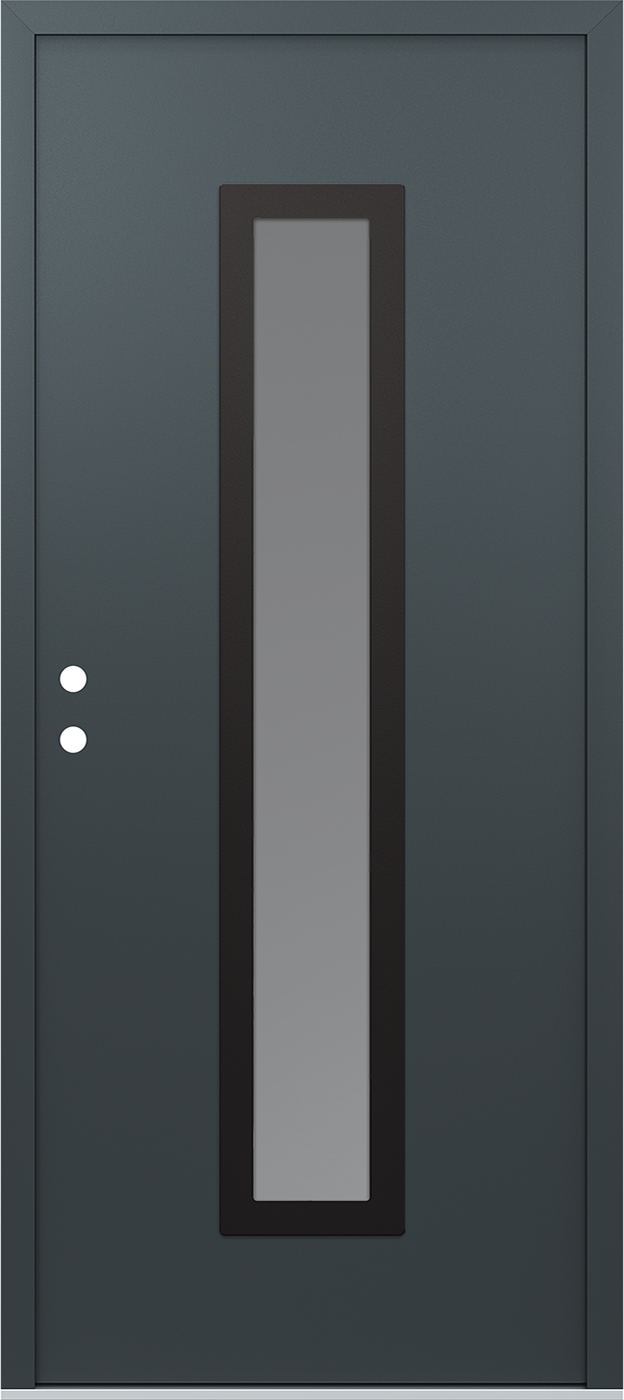 Modern Steel Front Door DIAMOND A11 36" X 80" ANTHRACITE/ANTHRACITE FROSTED GLASS PANEL BLACK RHI