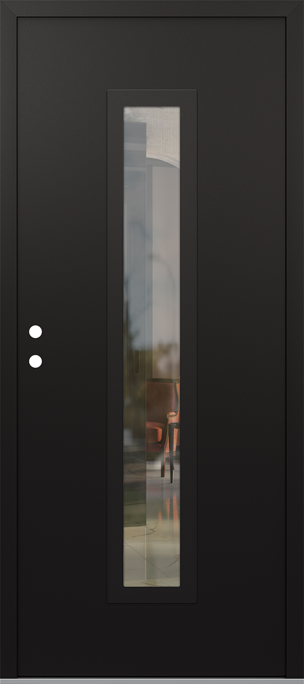 Modern Steel Front Door DIAMOND A11 36" X 80" BLACK/BLACK CLEAR GLASS PANEL BLACK RHI