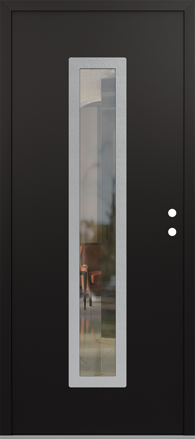 Modern Steel Front Door DIAMOND A11 36" X 80" BLACK/BLACK CLEAR GLASS PANEL STAINLESS STEEL LHI