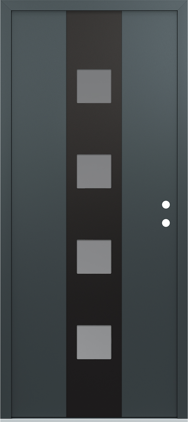 Modern Steel Front Door DIAMOND A12 36" X 80" ANTHRACITE/ANTHRACITE FROSTED GLASS PANEL BLACK LHI