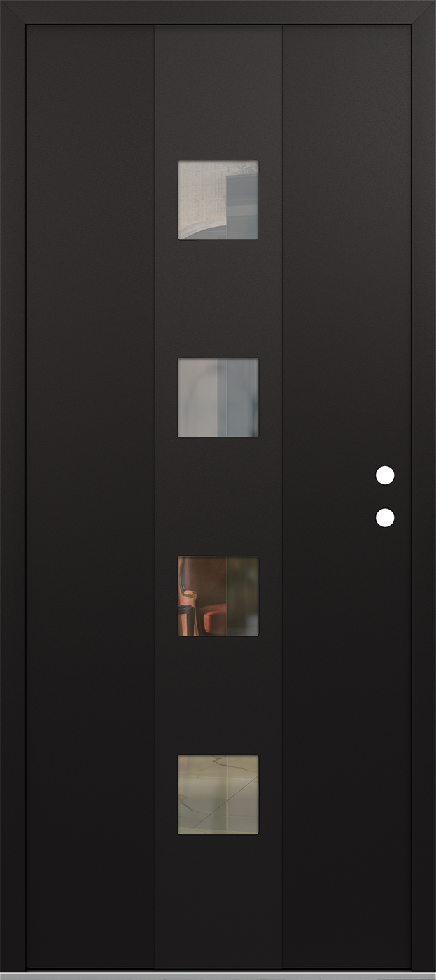 Modern Steel Front Door DIAMOND A12 36" X 80" BLACK/BLACK CLEAR GLASS PANEL BLACK LHI