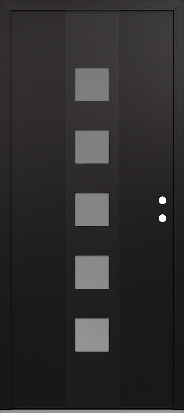 Modern Steel Front Door DIAMOND A13 36" X 80" BLACK/WHITE FROSTED GLASS PANEL BLACK LHI