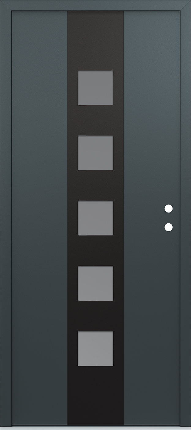 Modern Steel Front Door DIAMOND A13 36" X 80" ANTHRACITE/ANTHRACITE FROSTED GLASS PANEL BLACK LHI