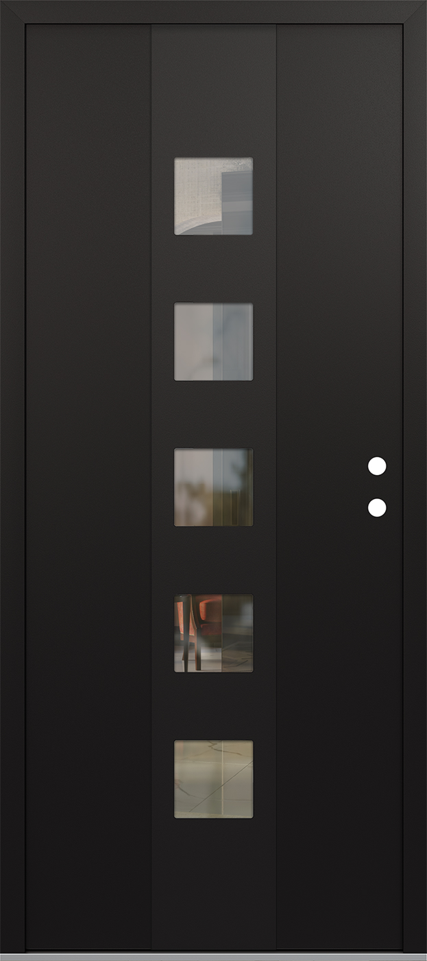 Modern Steel Front Door DIAMOND A13 36" X 80" BLACK/BLACK CLEAR GLASS PANEL BLACK LHI