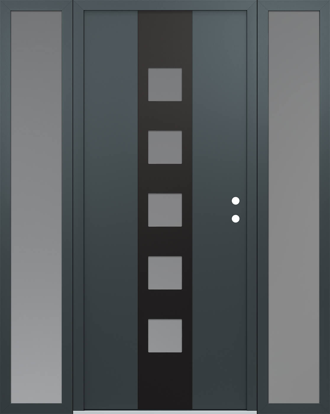 Modern Steel Front Door DIAMOND A13 68" X 80" ANTHRACITE/ANTHRACITE FROSTED GLASS PANEL BLACK LHI WITH 2 SIDELITES CLEAR GLASS