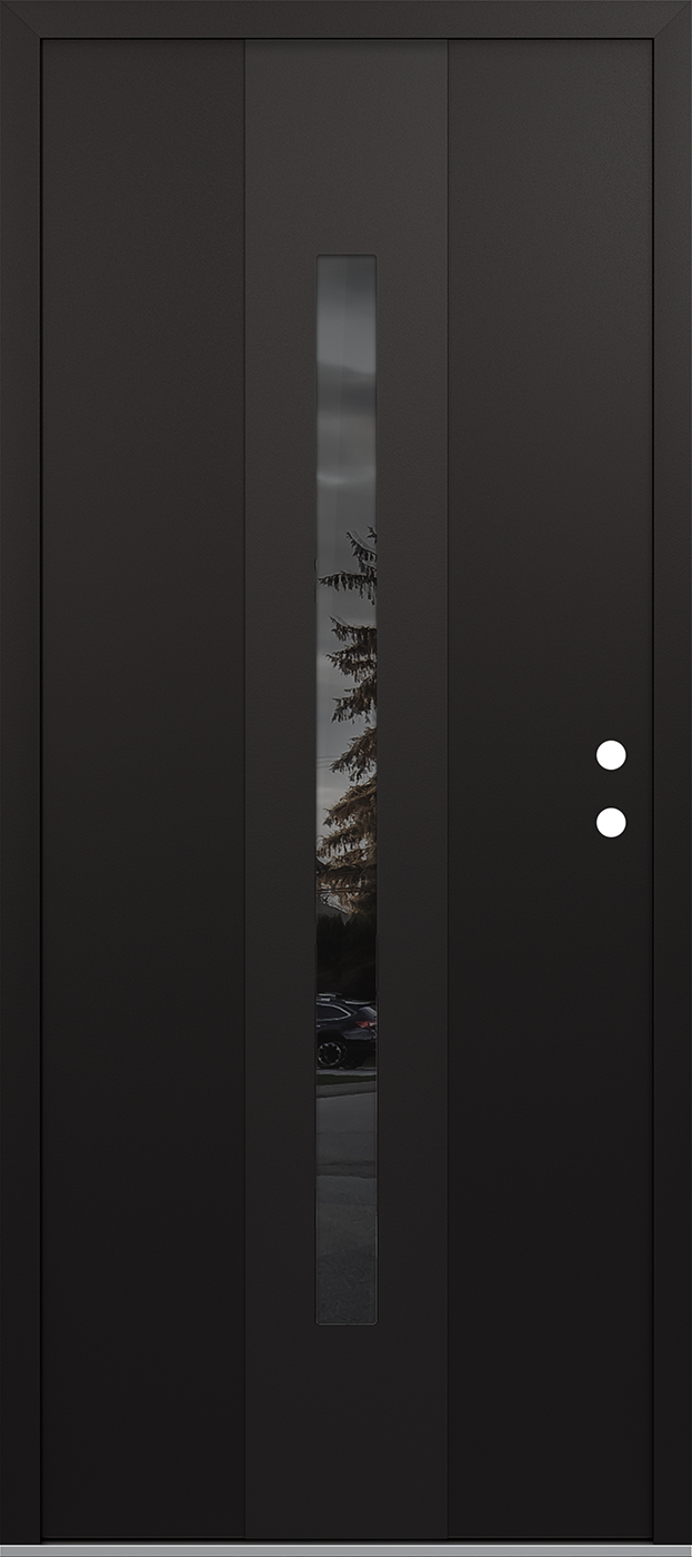 Modern Steel Front Door DIAMOND A2 36" X 80" BLACK/BLACK MIRRORED GLASS PANEL BLACK LHI