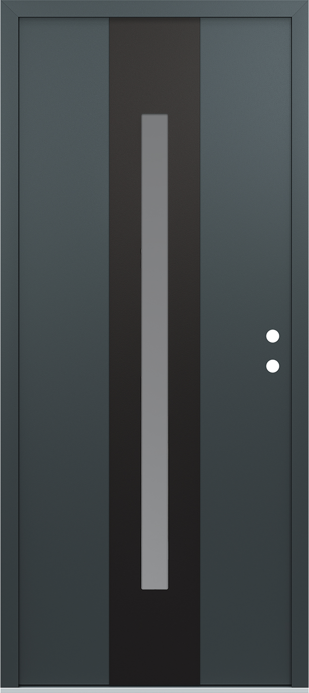 Modern Steel Front Door DIAMOND A2 36" X 80" ANTHRACITE/ANTHRACITE FROSTED GLASS PANEL BLACK LHI