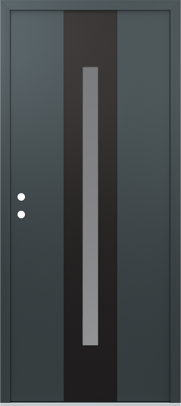 Modern Steel Front Door DIAMOND A2 36" X 80" ANTHRACITE/ANTHRACITE FROSTED GLASS PANEL BLACK RHI