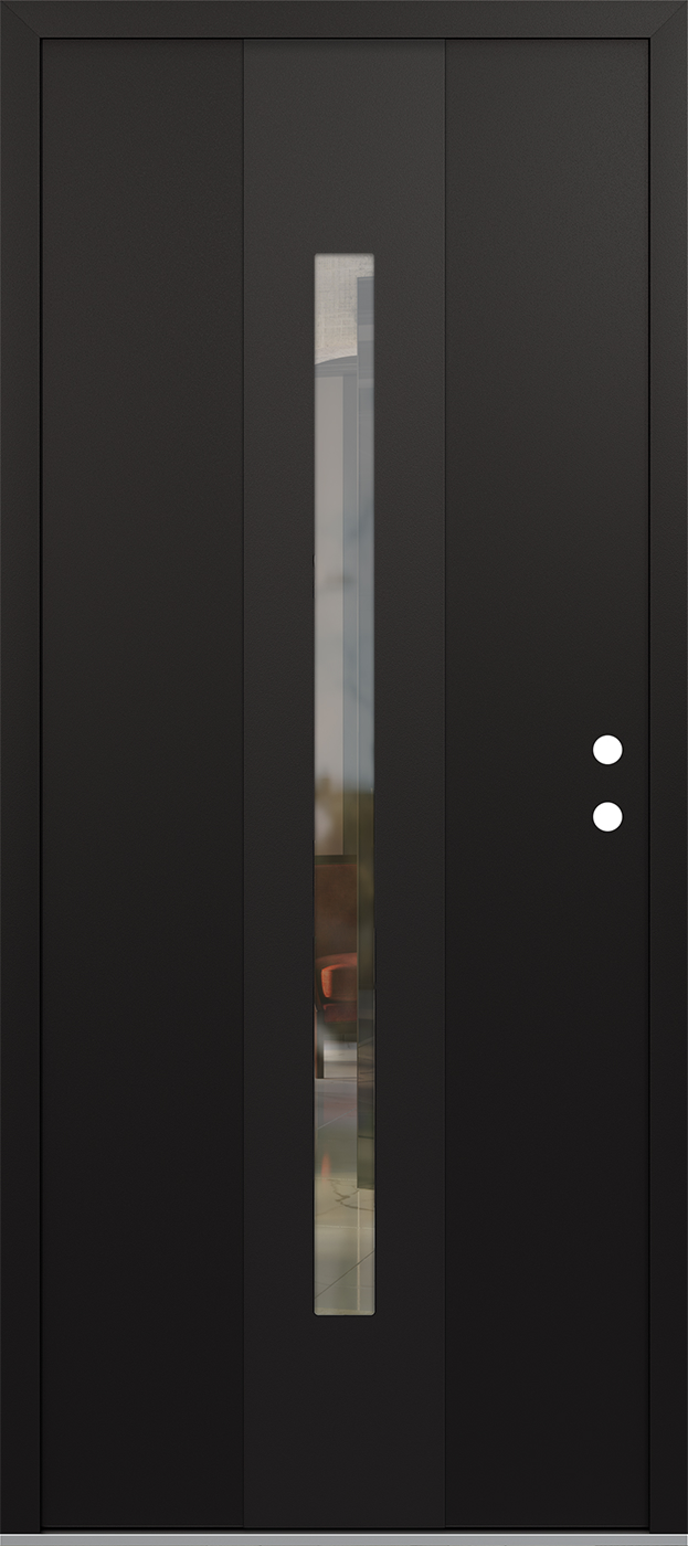 Modern Steel Front Door DIAMOND A2 36" X 80" BLACK/BLACK CLEAR GLASS PANEL BLACK LHI