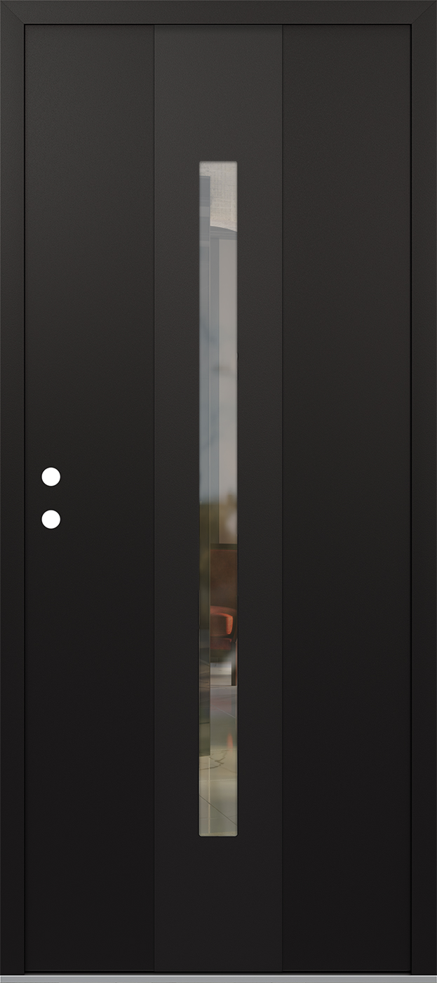 Modern Steel Front Door DIAMOND A2 36" X 80" BLACK/BLACK CLEAR GLASS PANEL BLACK RHI