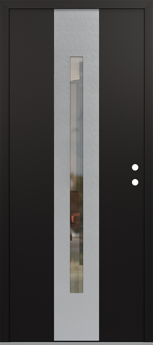 Modern Steel Front Door DIAMOND A2 36" X 80" BLACK/BLACK CLEAR GLASS PANEL STAINLESS STEEL LHI