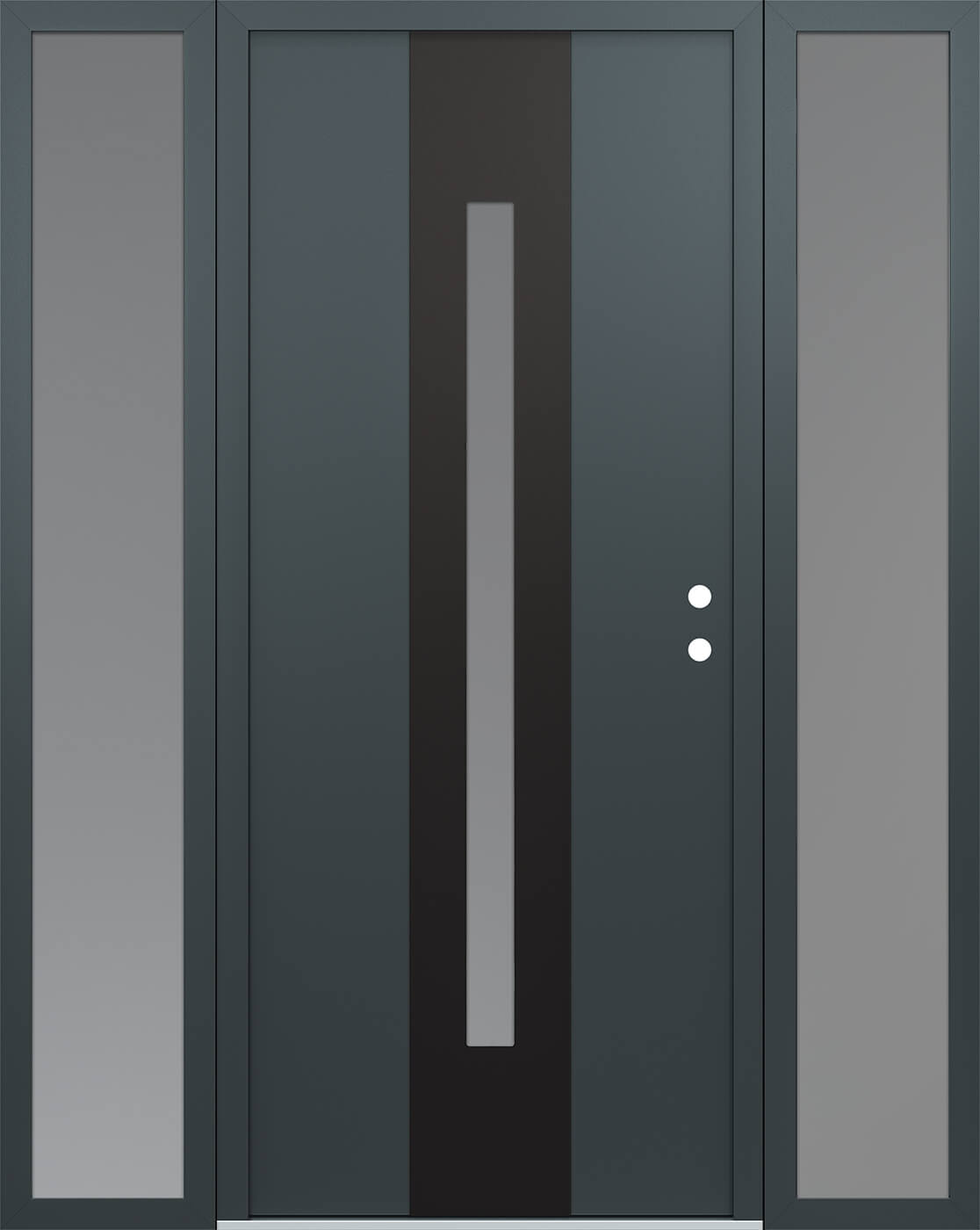 Modern Steel Front Door DIAMOND A2 64" X 80" ANTHRACITE/ANTHRACITE FROSTED GLASS PANEL BLACK LHI WITH 2 SIDELITES CLEAR GLASS