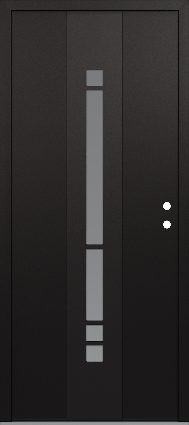 Modern Steel Front Door DIAMOND A3 36" X 80" BLACK/WHITE FROSTED GLASS PANEL BLACK LHI