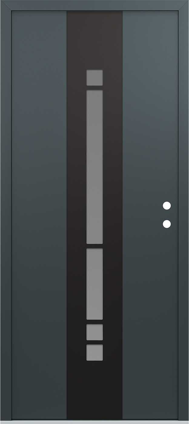 MODERN STEEL FRONT DOOR DIAMOND A3 36" X 80" ANTHRACITE/ANTHRACITE FROSTED GLASS PANEL BLACK LHI